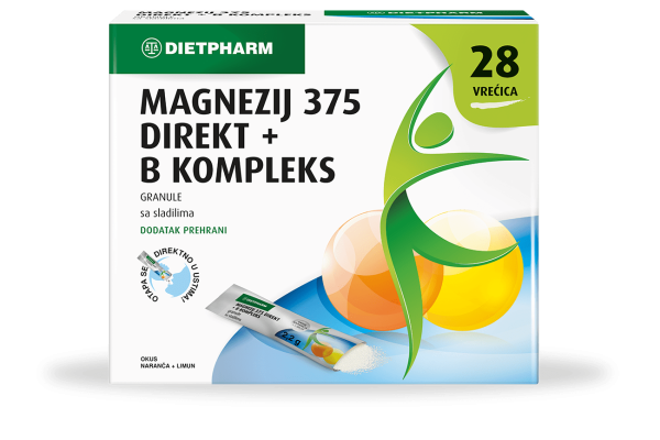 Dietpharm Magnezij 375 granule + B kompleks a 28