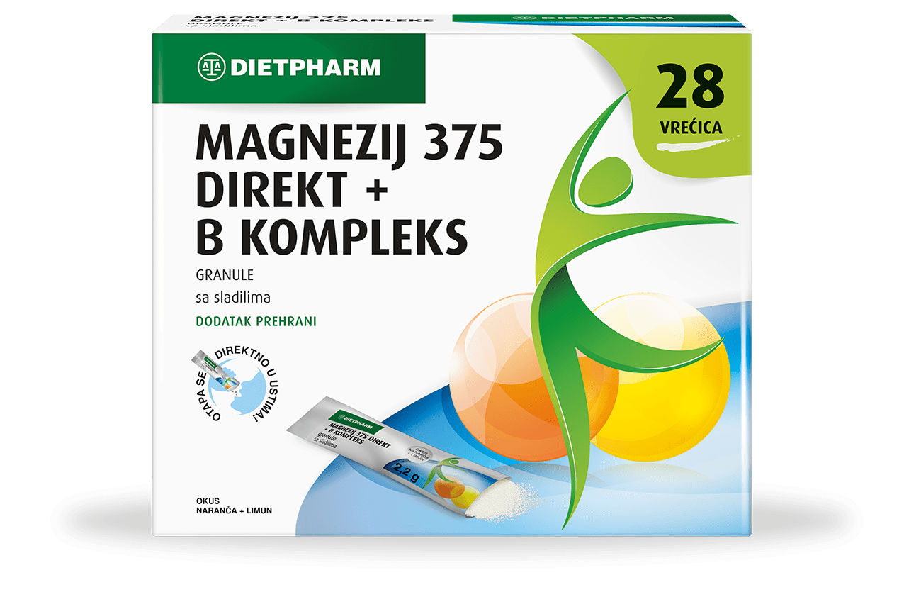 3858881244405_1 Dietpharm Magnezij 375 granule + B kompleks a 28 - Image 1
