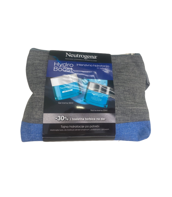 NEUTROGENA HYDRO BOOST SET + TOALETNA TORBICA NA DAR GEL KREMA 50ML + NOĆNA KREMA 50 ML INTENZIVNA HIDRATACIJA ZA SUHU KOŽU