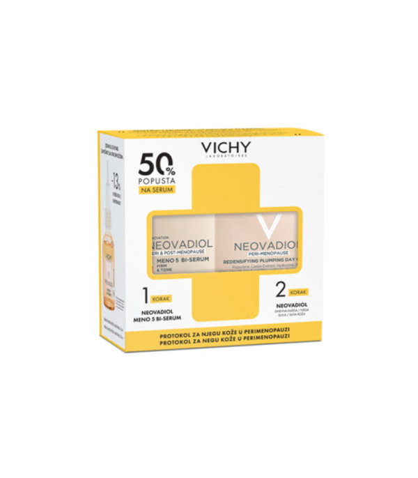 VICHY Protokol za njegu kože u perimenopauzi: NEOVADIOL MENO5 BI- Serum za kožu u peri i postmenopauzi, 30 ml + NEOVADIOL Dnevna njega za gustoću i punoću kože u perimenopauzi, normalna do mješovita koža, 50 ml