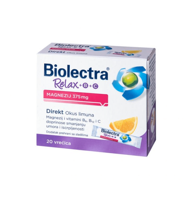 BIOLECTRA® RELAX MAGNEZIJ 375 MG + B + C DIREKT 20 vrećica