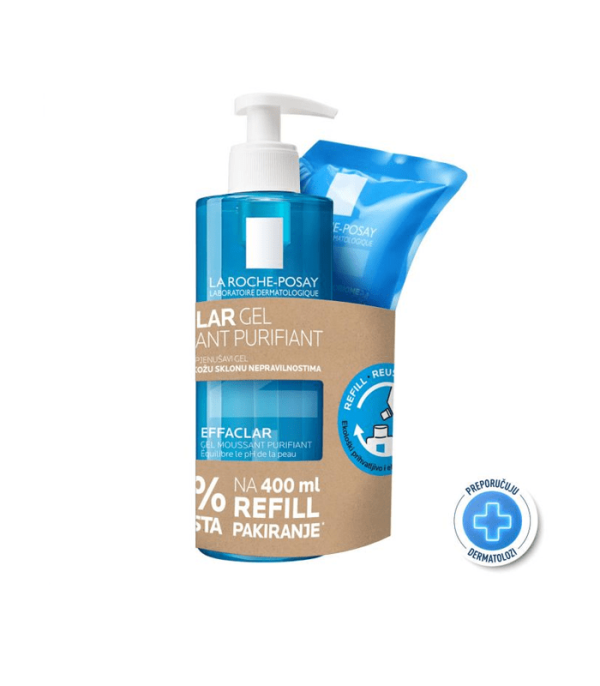 LA ROCHE POSAY EFFACLAR GEL ZA UMIVANJE 400ML + EFFACLAR GEL 400ML REFILL PROMO PAKIRANJE