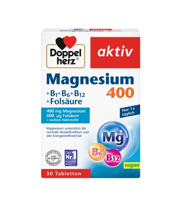 DOPPELHERZ AKTIV MAGNEZIJ 400+B1+B6+B12+FOLNA KISELINA TBL A30