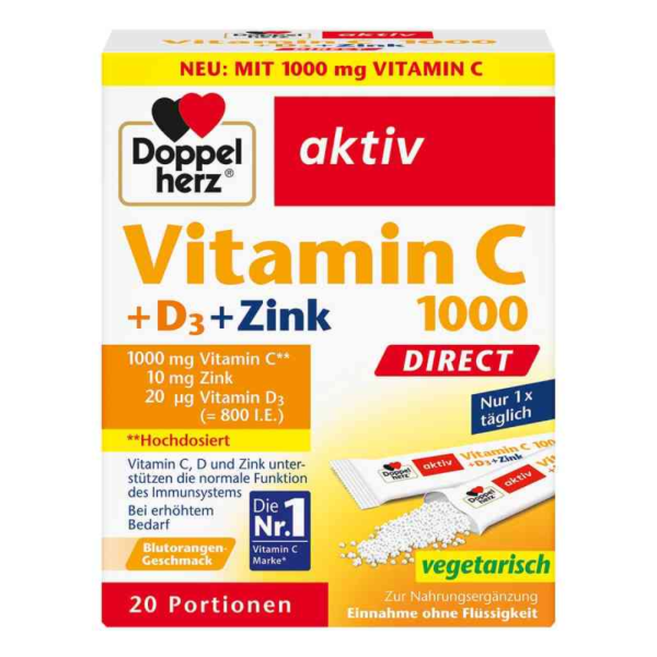 DOPPELHERZ AKTIV VITAMIN C 1000 + D3 + CINK DIRECT a20