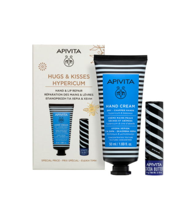 Apivita Set Krema za ruke sa kantarionom + Lip Balm za usne (kakao)