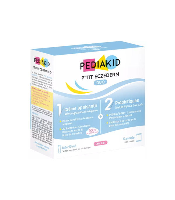 PEDIAKID ECZEDERM DUO KOMPLET KREMA 40ML + PROBIOTIK PRAŠAK ZA ORALNI RASTVOR A10 ZA DJECU SKOLU ATOPIJI
