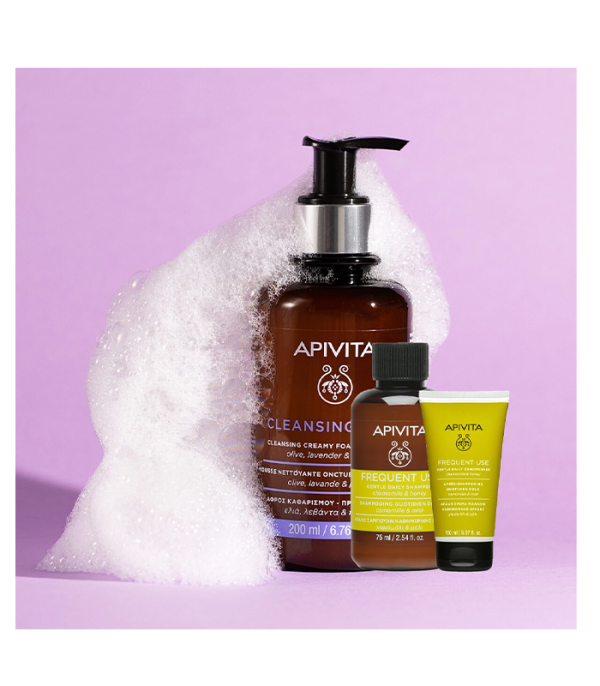 Apivita set pjena za lice, regenerator i šampon